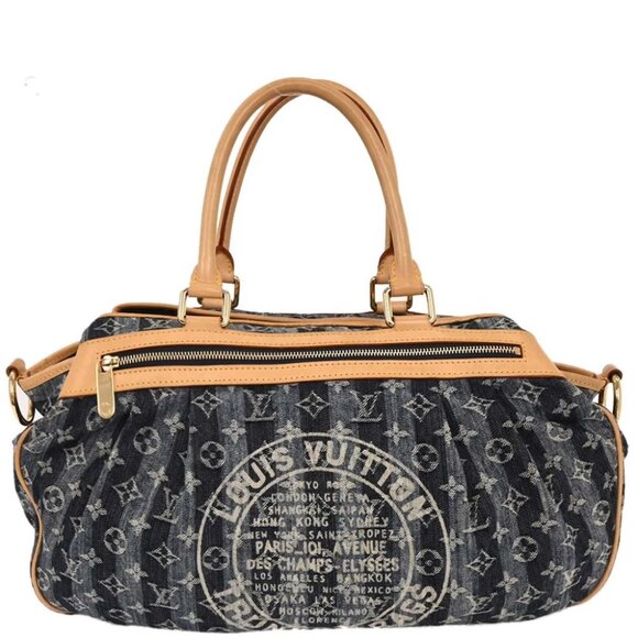 Louis Vuitton Blue Monogram Denim Cabas Raye GM Tote - Picture 1 of 10